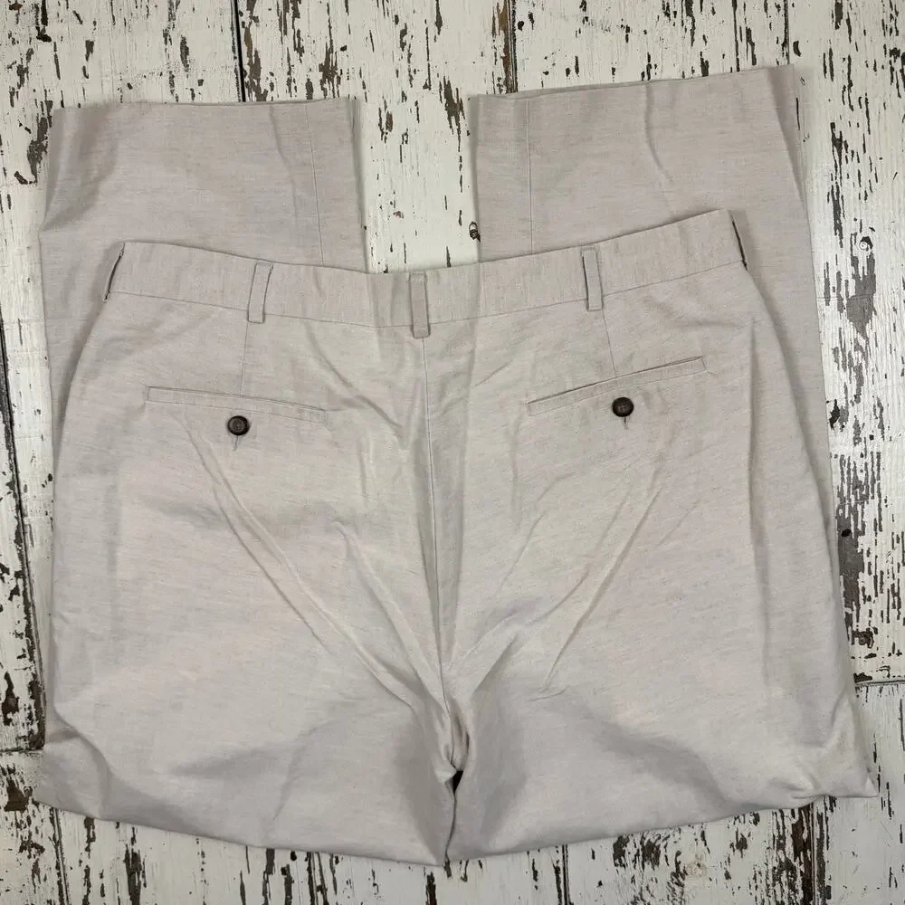 Axist Linen Dress pant men’s 38x30 flat front cream color Linen /cotton blend